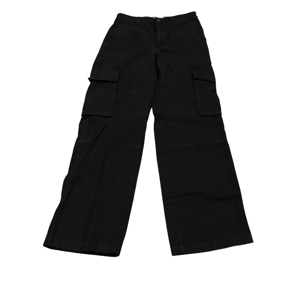 TNA Cargo Pants Womens 4‎ Black Wide Leg Utility Cotton Twill Streetwear 83374